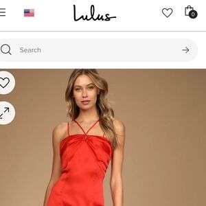 Lulus Red Satin Strappy Dress